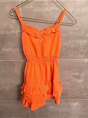 Orange Polka Dot Ruffled Sundress